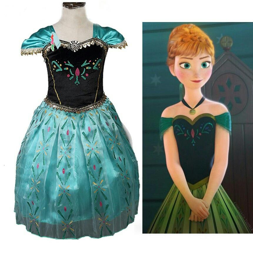 Baju dress kostum princess anna frozen hijau