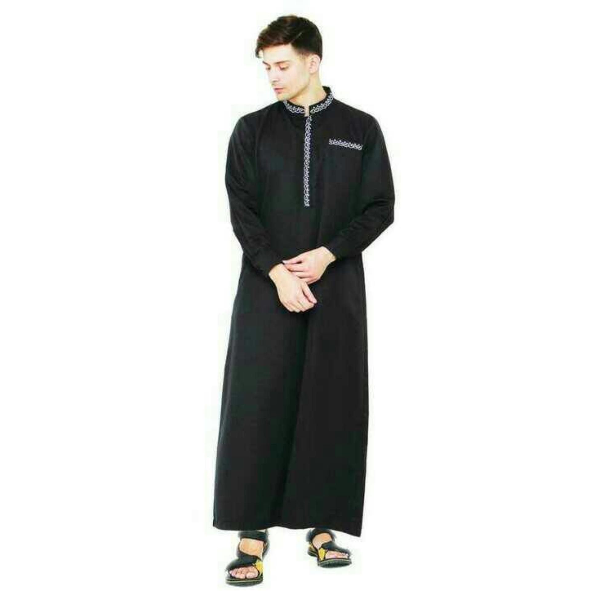Baju gamis pria hitam panjang best sealer-baju muslim terbaru ori java