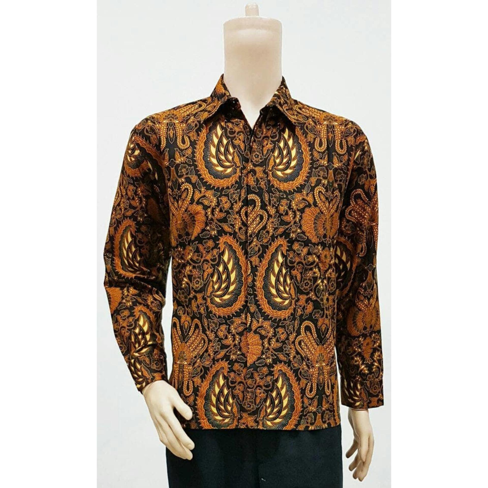 BAJU KEMEJA LENGAN PANJANG BATIK SOGAN - BAJU BATIK PRIA - BATIK SOLO/BATIK TERLARIS