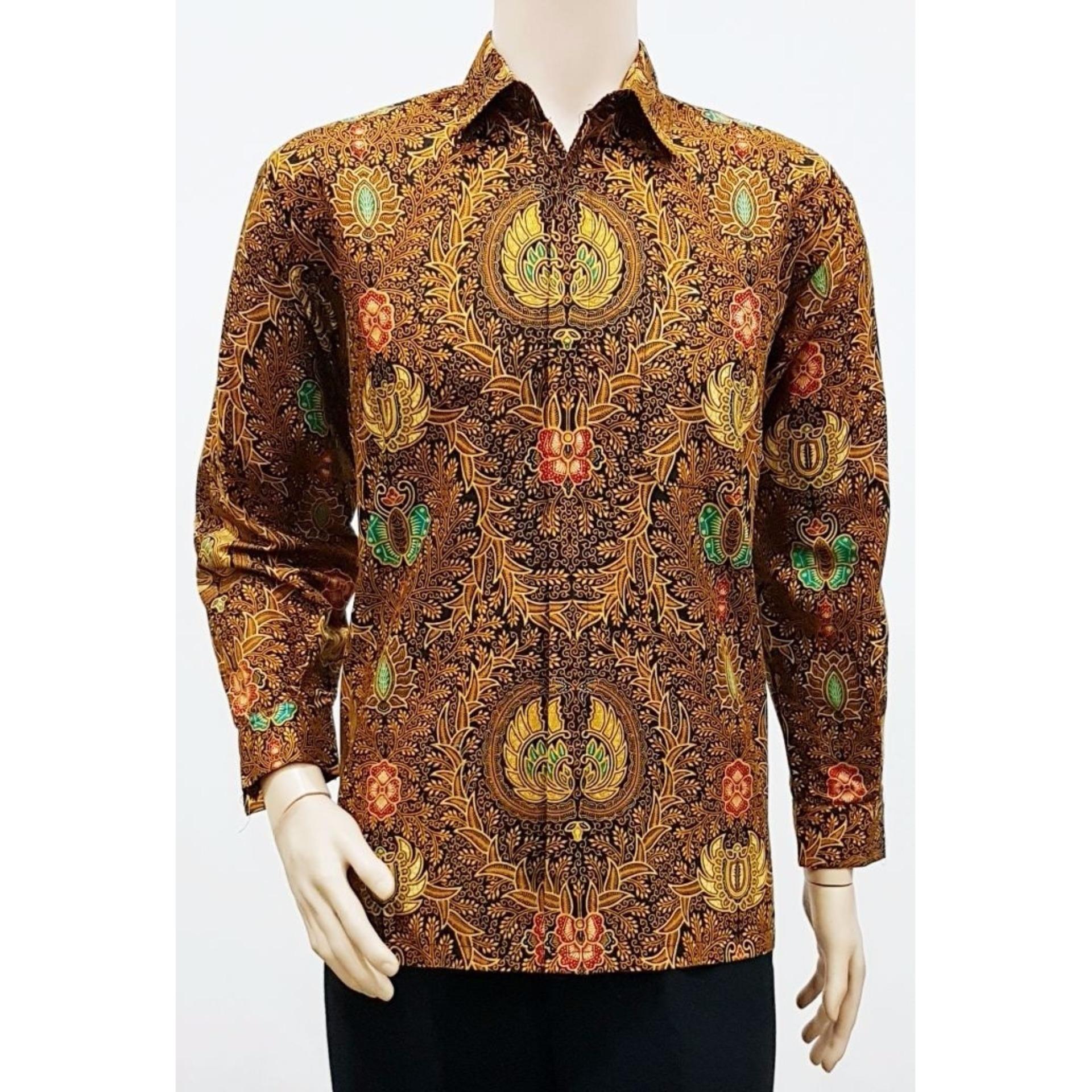 BAJU KEMEJA LENGAN PANJANG BATIK SOGAN - BAJU BATIK PRIA - BATIK SOLO/BATIK TERLARIS