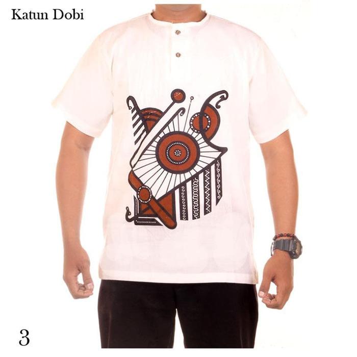 baju koko batik kombinasi dasar putih JB Adi 3