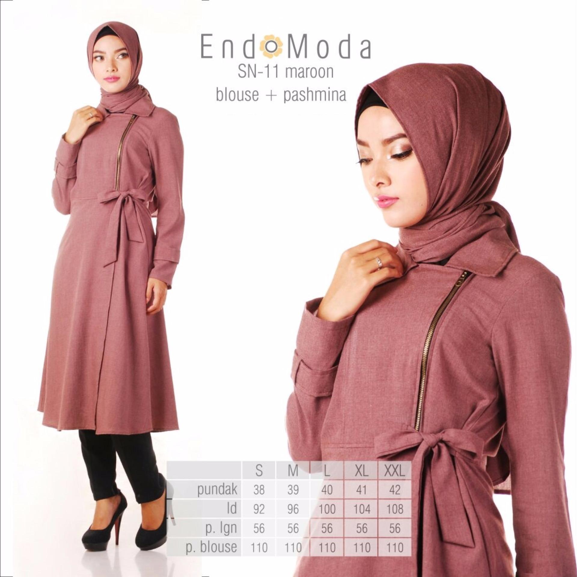 Baju Original Endo Moda Blouse Atasan SN-11 Kaos Wanita Baju Muslim Tunik Kemeja Kaos Maroon