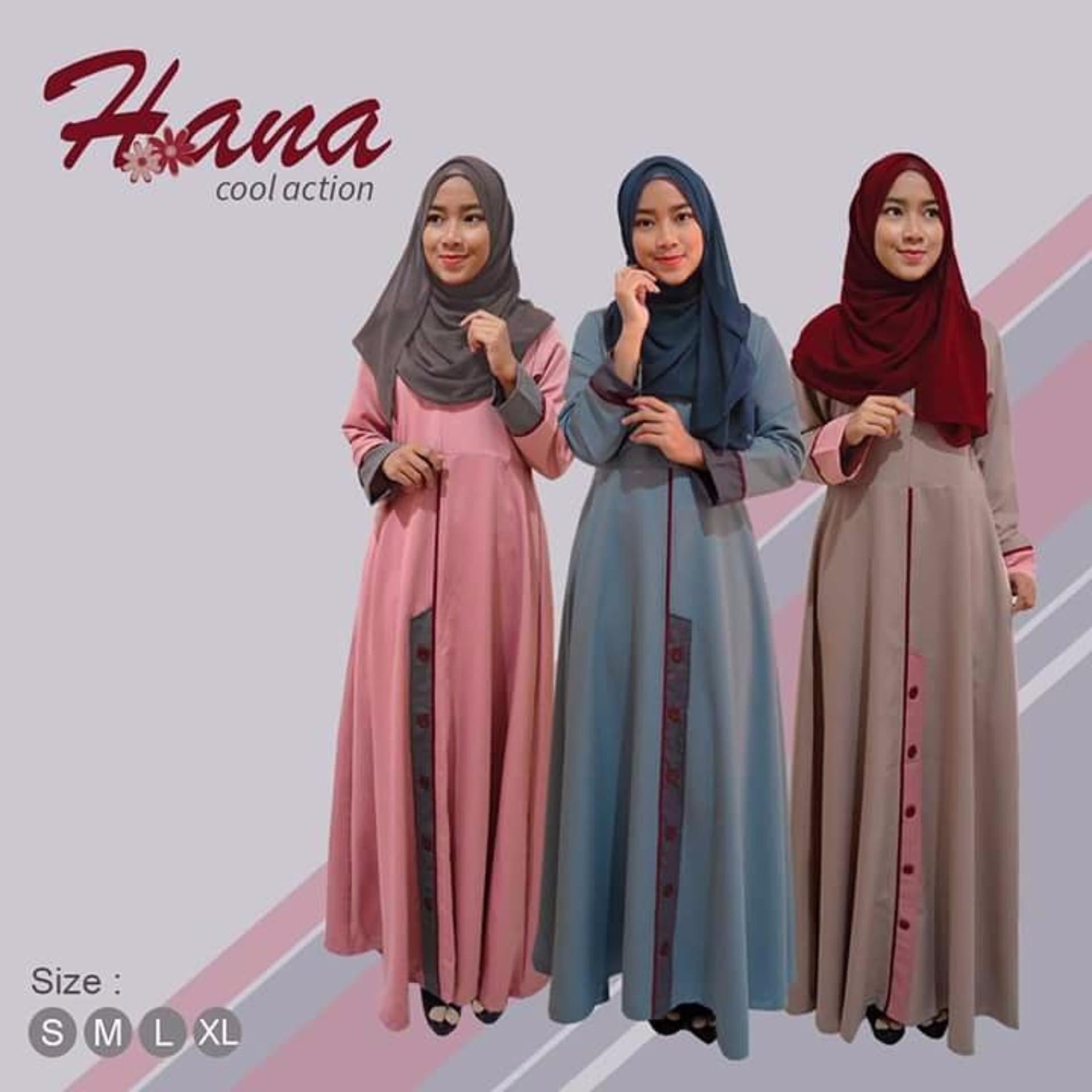 Baju OriginalHana H-01Baju Muslim Baju Hijab Baju Muslim Modern Wanita Baju Muslim Gamis Dress Kaos Warna Dusty Pink