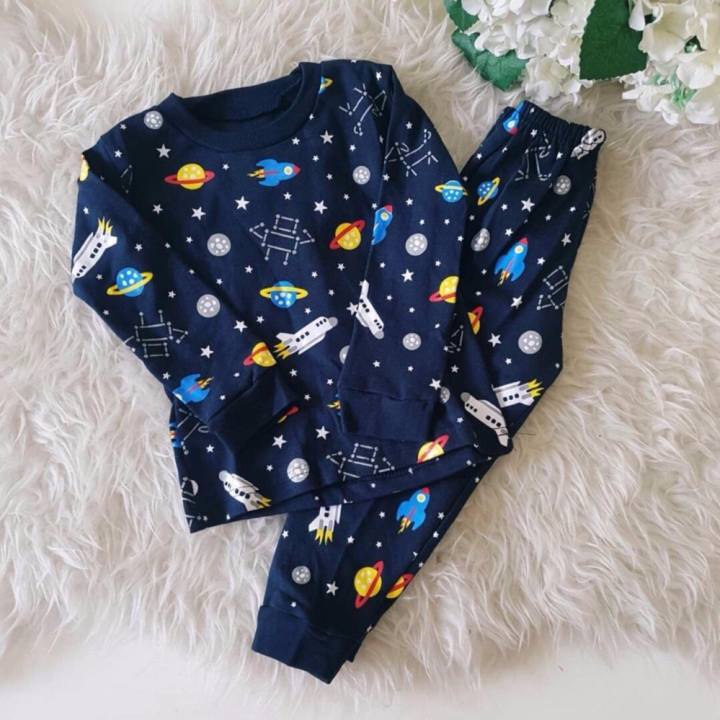 Piyama Pijama Baju  tidur  anak  set Space Dark Blue Navy 