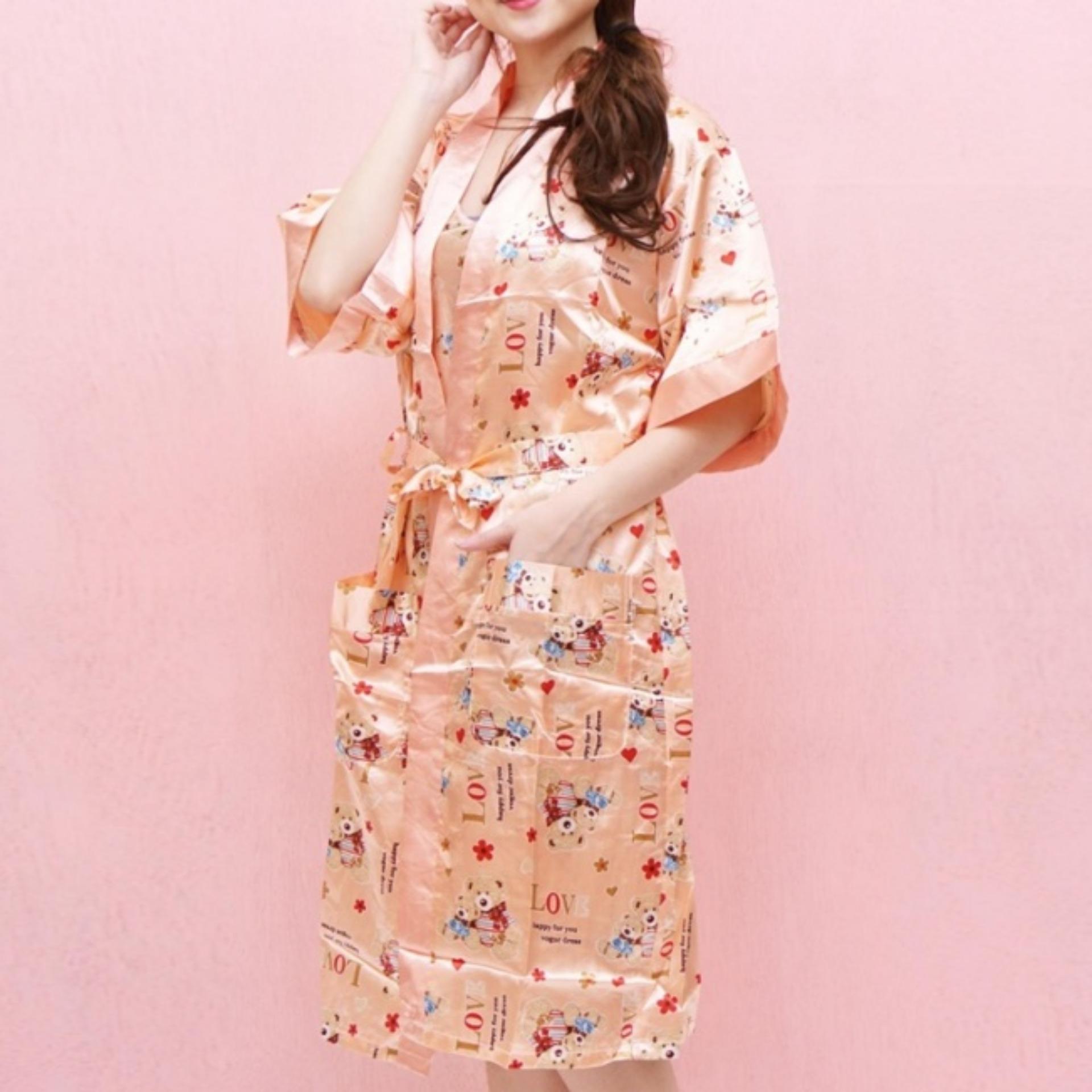 Baju tidur Satin Bear Kimono Set - Salem-AS