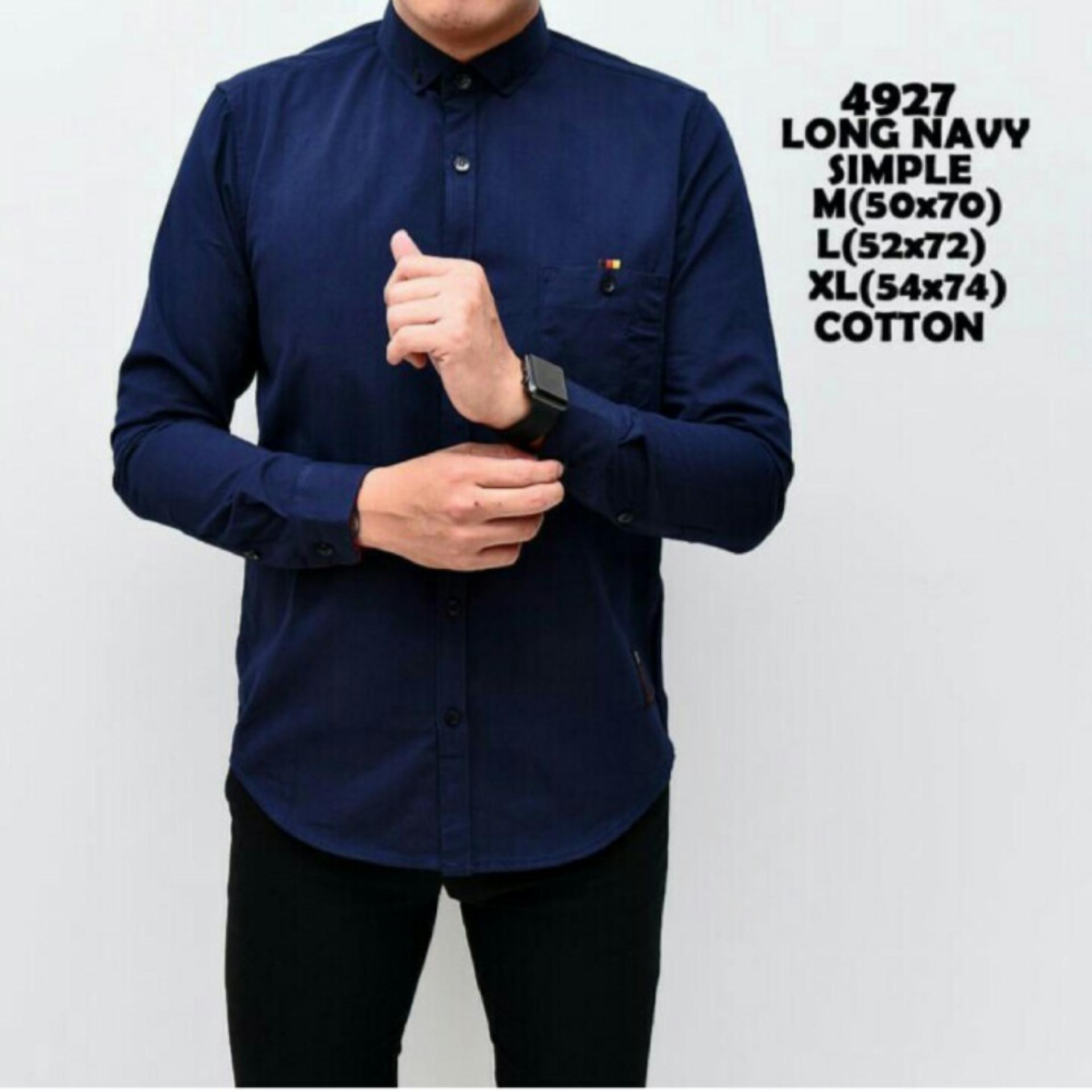 bajuku murah long navy simple kemeja tangan panjang kerah lipat long slevees short slevees fashion pria atasan pria kemeja kantor kerja casual formal distro batik sweater kaos oblong polo shirt kerah bulat banana superhero
