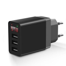 Bakeey 2.4A LED Display 3 Ports EU Plug Cepat Travel Wall Charger untuk IPhone X 8 PLUS S8 Xiaomi 6 -Intl