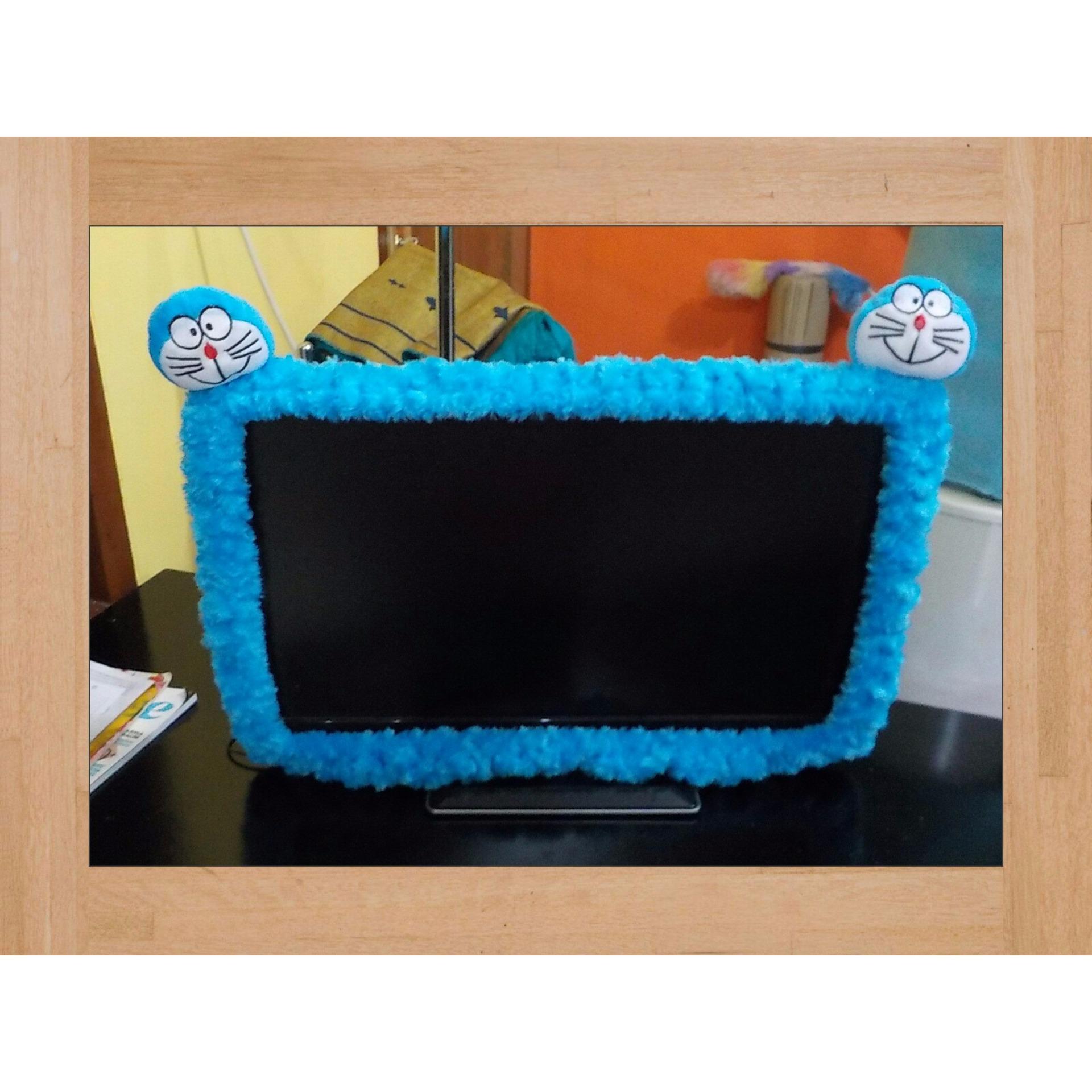 Bando TV DORAEMON /Sarung TV 32 Inchi DORAEMON Biru Bahan Bulu Halus Berkualitas