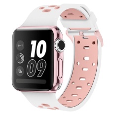 Band untuk Apple Watch 42mm dengan Kasus Bebas, Alritz Paten Silicone Sport Tali Penggantian Gelang Wristband untuk Apple Watch Nike +, Seri 2, Seri 1, Sport, Edition, Putih & Pink-Intl