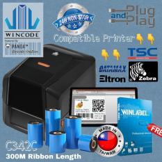 Barcode Label Printer WINCODE C342C Setara TSC TTP 244-524-Argox CP 2140-Zebra GT 820-Honeywell PC42t-Postek C168-Sato CG-408TT-300M Ribbon