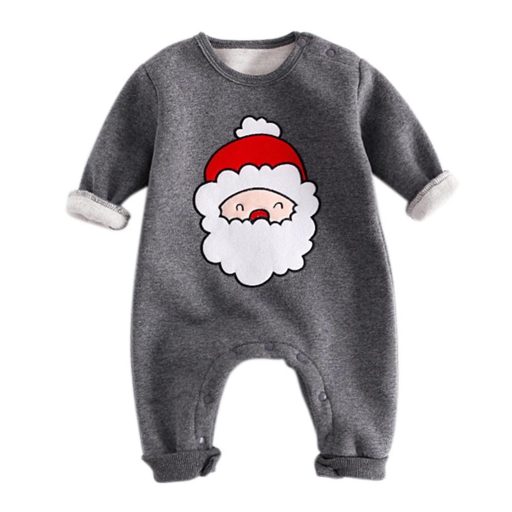 Baru Lahir Bayi Natal Satu Potong Kapas Garment Rompers Jumpsuit Baby Suit Kostum Seperti Foto Props Warna: Grey Santa Claus Lengh: 73 Cm-Intl