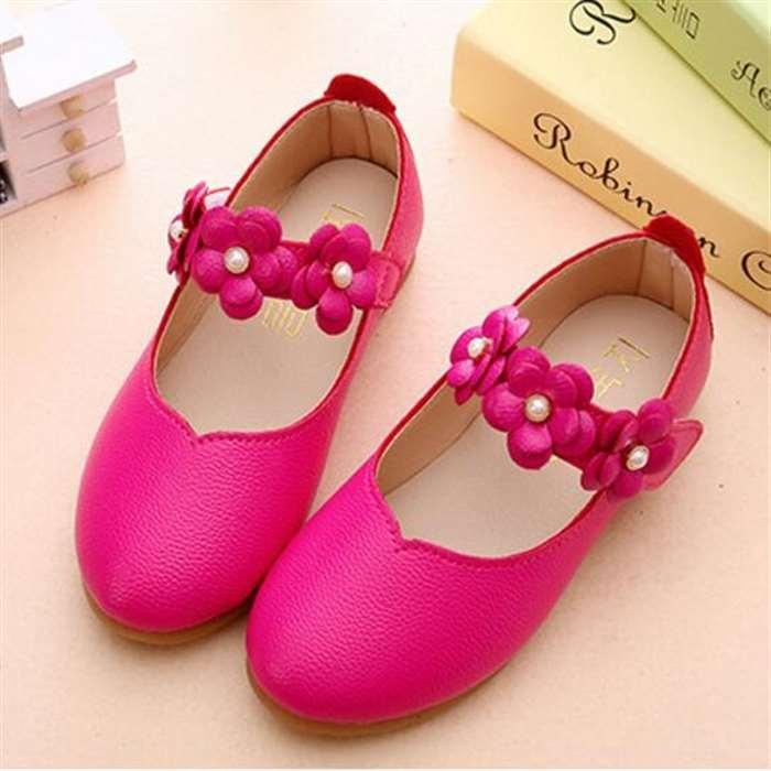 Bayi Lucu Girl Child Kid's Princess Balita Datar Anak Sekolah Kasual Kulit Sepatu I110 Rose-Intl