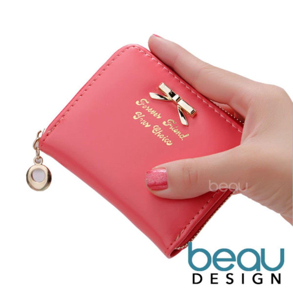 Beau Design Dompet Wanita Import Batam Branded Model Terbaru Kulit Small Ribbon Women Purse Wallet