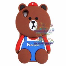 Beauty Bear Case 3D Oppo Neo 9 A37 Silicone 3D Brown Bear Clothes Overall Design FASHION / Case Boneka Baju Beruang / Casing Oppo Boneka Unik - Brown Line Bear FASHION