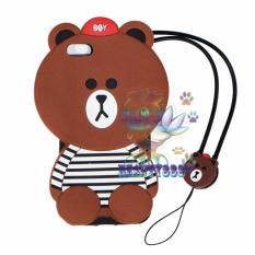 Beauty Boy Brown Bear Case 3D For Apple iPhone5 / iPhone 5 / iPhone 5G / iPhone 5SE / iPhone 5C / iPhone 5 Silicone 3D Brown Bear Clothes Design List Black + Necklace Kalung Brown / Case Boneka Baju Beruang / Case Boneka Unik / Casing iPhone - Brown Line