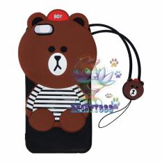 Beauty Boy Brown Bear Case 3D For Oppo A39 / A57 Silicone 3D Brown Bear Clothes Design List Black + Necklace Kalung Brown / Silicone / Soft Case / Case Boneka Baju Beruang / Case Boneka Unik / Casing iPhone - Brown Line