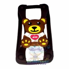 Beauty Silicone Bumper Ring Brown Bear Universal For All Smartphone Silicone Bumper Ring Case 3D / Rubber Jelly Silicon Bumper Ring Case Animasi / Bumper Karet Universal / Bumper Silicone / Casing Hp - Brown