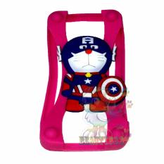 Beauty Silicone Bumper Ring Doraemon Captain Universal For All Smartphone Silicone Bumper Ring Case 3D / Rubber Jelly Silicon Bumper Ring Case Animasi / Bumper Karet Universal / Bumper Silicone / Casing Hp - Pink / Merah Muda
