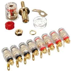 Beautymaker 8Pcs 4mm Gold Plated Amplifier Speaker #S Terminal Binding Post Banana Plug Jack - intl