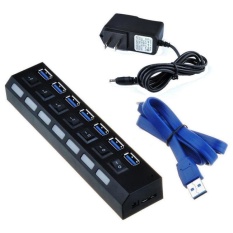 BeautyMaker Tinggi Kecepatan 5 Gbps 7 Port Usb 3.0 Hub Di/Mati Switcheswith Kabel Adaptor Daya AC untuk Buah LAPTOP Uni Eropa-Internasional