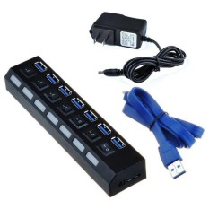 BeautyMaker Tinggi Kecepatan 5 Gbps 7 Port Usb 3.0 Hub Di/Mati Switcheswith Kabel Adaptor Daya AC untuk Buah LAPTOP Uni Eropa-Internasional