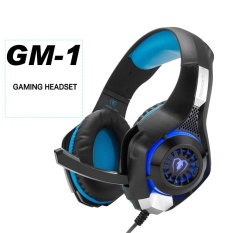 BEEXCELLENT Gaming Headphone dengan Mikrofon, Kontrol Volume, Lampu LED dan Audio Splitter Kabel-Intl