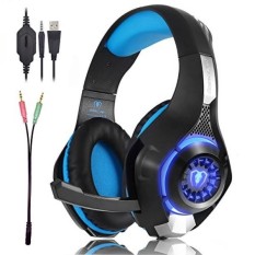 Beexcellent Gaming Headset GM-1 with Microphone for New Xbox 1 PS4 PC Cellphone Laptops Computer - Surround Sound, Noise Reduction Game Earphone-Easy Volume Control with LED Lighting 3.5MM Jack(Blue)
