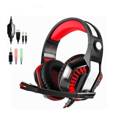 Beexcellent GM-2 Gaming Headset dengan Mic, Xbox One Headset, PS4 Headset, PC Gaming Headset, Surround Sound Over-Ear Gaming Headphone dengan Pembatalan Kebisingan, Kontrol Volume dan Pencahayaan LED, Hitam + Merah-Internasional
