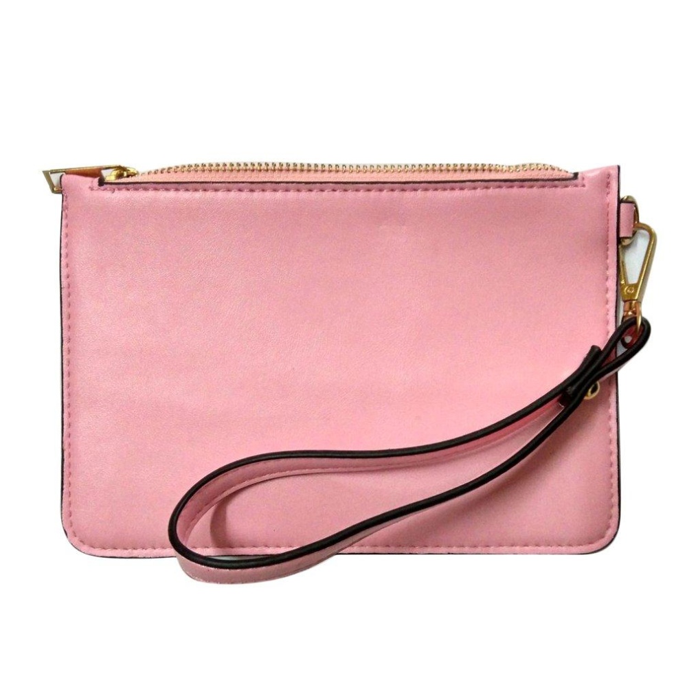 Belle Retro Wanita Tas Kulit PU Tas Pergelangan Tangan Tas Dompet Dompet Dompet Beresleting Berwarna Merah