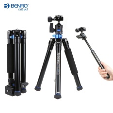 Benro IS05 Portable Light Aluminum Alloy Tripod Kit Center Column Can Turn to Selfie Stick for Smartphone Mirrorless Camera DSLR Camera Black