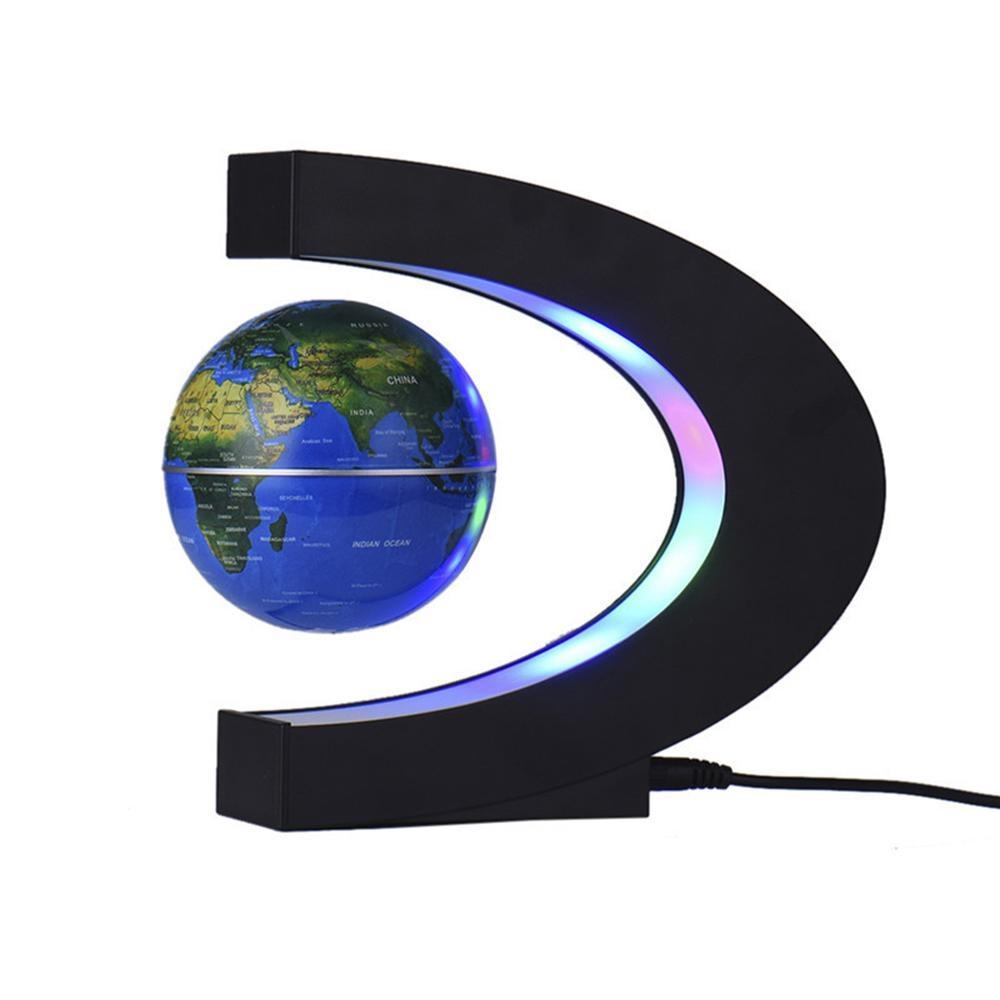 Bestdon Globe 360 Gelar Sempurna Menunjukkan, lucu C Bentuk Magnetik Levitation Mengapung Berputar Globe Peta Dunia dengan LED Warna-warni Natal Hadiah untuk Belajar Belajar Mengajar rumah Kantor Dekorasi Meja Hadiah-Emas-Internasional