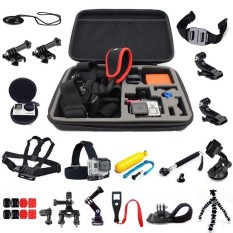 Bestest Accessories Kit For Gopro SJCAM Sport Camera ChestBeltHeadStrap Bike Handlebar Monopod Tripod Mount Large CarryCameraBagFloating Hand Grip Backpack Clip For Gopro Hero 4+ 4 3SJ4000SJ50004K - intl