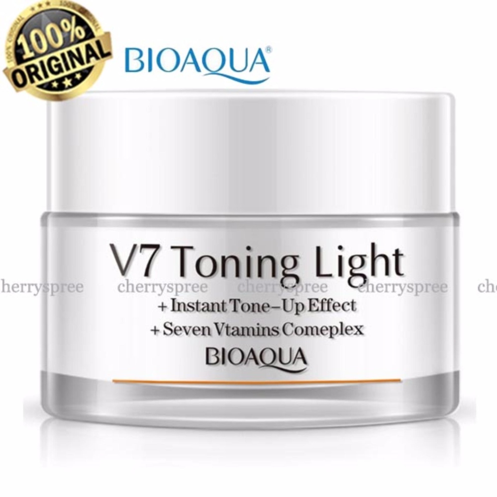 Bioaqua Original Krim Pemutih Wajah V7 Toning Light Instant Tone Up Mencerahkan Melembabkan Wajah Putih Alami Cerah - 50gr