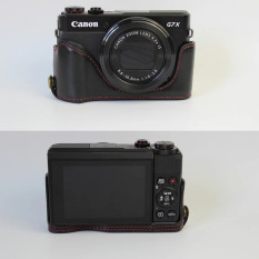 Hitam Baru Setengah Set Penutup PU Kulit Case For Canon PowerShot G7X Mark 2 G7X II G7X2 Keras Setengah Body Casing Kamera Case (International)