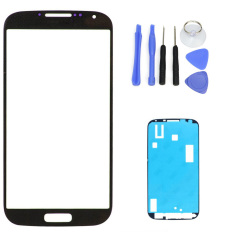 Hitam Penggantian LCD Front Screen Screen Lensa Luar Lebar untuk Samsung Galaxy S4 I9500 I9505 + Tool Kit + Sticker -Intl