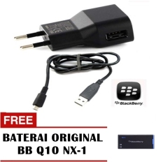 Blackberry Travel Charger Blackberry Q10/Q5 - Hitam + Gratis Baterai BB Q10