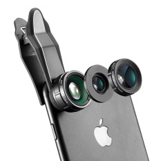 BlitzWolf BW-LS1 3 In 1 Lensa Kamera 230 ° Fisheye Lens 0.63X Wide Angle Lens 15X Macro Len dengan Klip Hitam-Intl