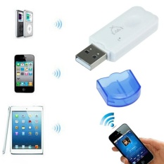 Blue Wireless USB Bluetooth Audio Musik Receiver ADAPTER untuk IPhone 4 5-Intl
