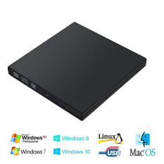 BLUESKY USB 2.0 Portabel Sangat Tipis DVD Writer External Burner Pemutar DVD RW CD ROM For SuperDrive Windows 10/ 8/7, Apple Mac OS X (Hitam)