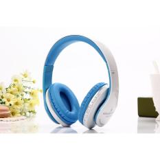 Bluetooth Headphone Nirkabel Stereo Suara Musik Headset dengan MIC Mendukung TF Kartu FM Radio Earphone untuk Smartphone Tablet (Bule)