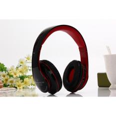 Bluetooth Headphone Nirkabel Stereo Suara Musik Headset dengan MIC Mendukung TF Kartu FM Radio Earphone untuk Smartphone Tablet (merah)