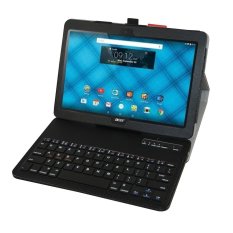 Bluetooth Keyboard Case, Custom Design Slim Berdiri Penutup Case Kulit PU dengan Romovable Bluetooth Keyboard untuk 10.1 Acer Iconia One 10 B3-A10 Android Tablet, Hitam