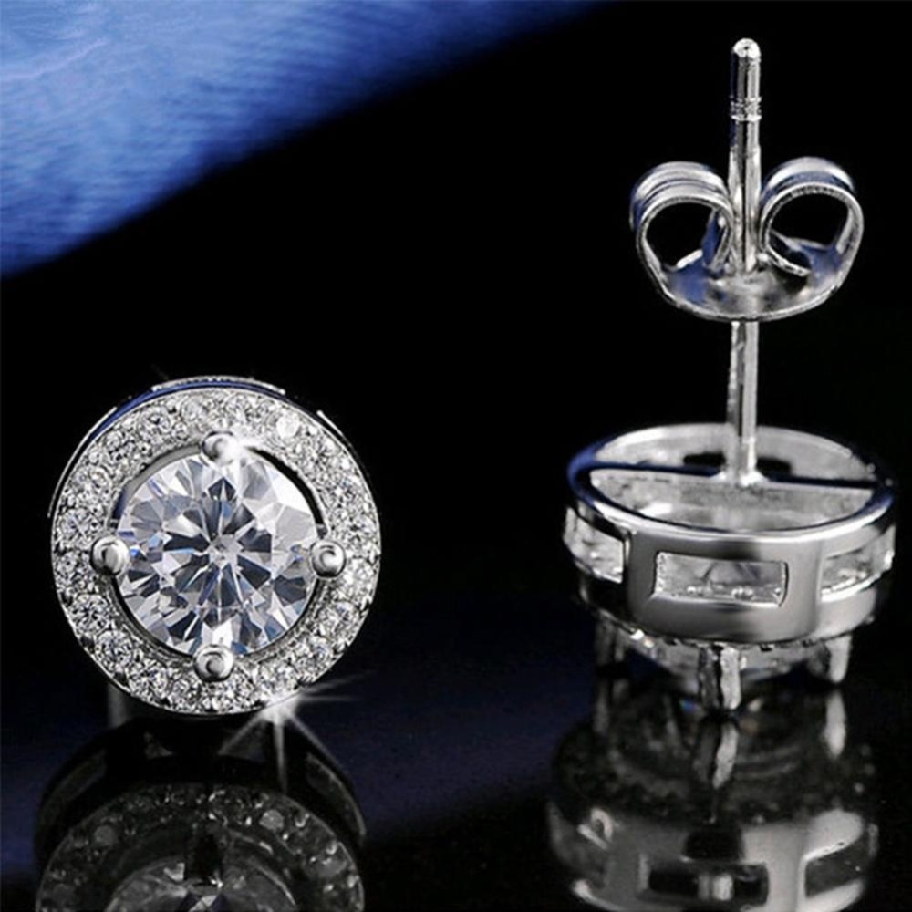 BODHI Women Round Shiny Giwang Telinga Kubik Zircon Pernikahan Fashion Earrings Perhiasan-Intl