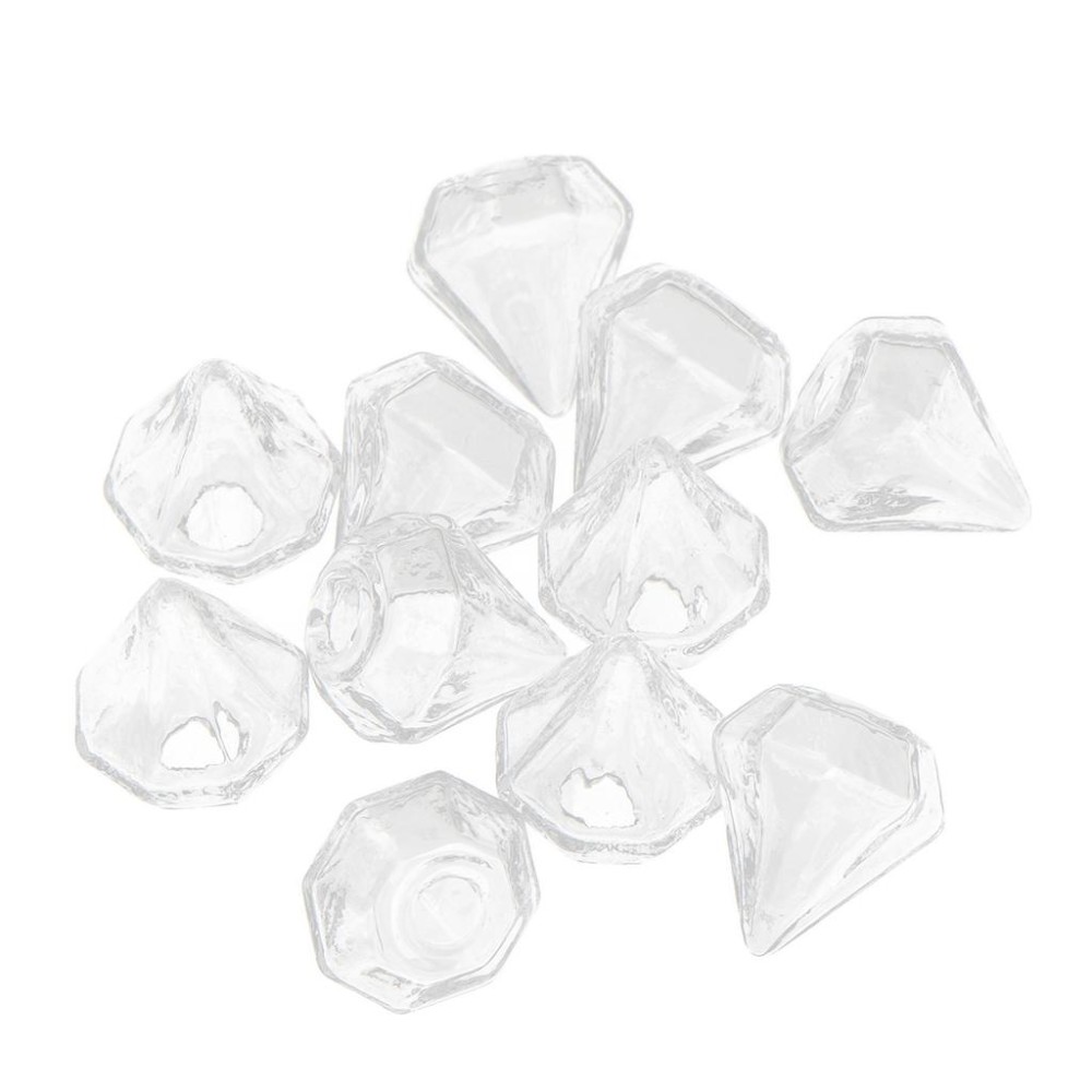 BolehDeals 10 Pcs Clear Mini Botol Kaca Bentuk Berlian Wish Charm Liontin DISEDUH SENDIRI Perhiasan-Intl