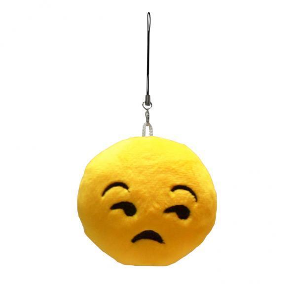 BolehDeals Bulat Boneka Mewah Emoji Pesona Gantungan Kunci Tali Menyipitkan Mata-Intl