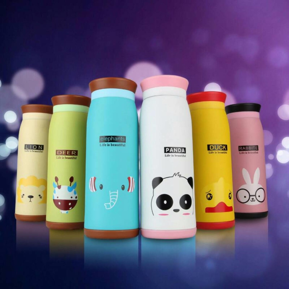 Botol Minum Termos Air Karakter Animal Stainless Steel 500 ml New Model - Babamu - Random