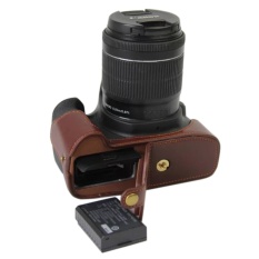 Versi Pembuka Bawah Pelindung Asli Asli Kulit Half Camera Case Bag Cover dengan Desain Tripod untuk Canon EOS 1300D/ 1200D/1100D/1000D Kamera-Intl