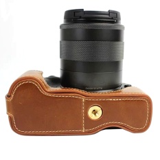 Bottom Opening Version Protective PU Leather Half Camera Case Bag Cover dengan Desain Tripod untuk Canon EOS M3 EOSM3- INTL