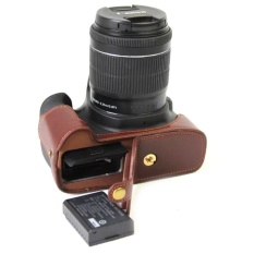 Bottom Opening Version Protective PU Leather Half Camera CaseBagCover dengan Desain Tripod untuk Canon EOS 1300D Kamera (Kopi) -Intl