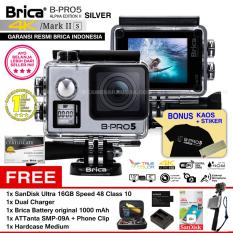 BRICA B-PRO 5 Alpha Edition Mark IIs (AE2s) WIFI 4K SILVER + ATTanta SMP-09A + Phone Clip + Battery Brica 1000mAh + Dual Charger + SanDisk 16GB Class 10 + Hardcase Medium + Kaos Brica + Sticker BPRO5